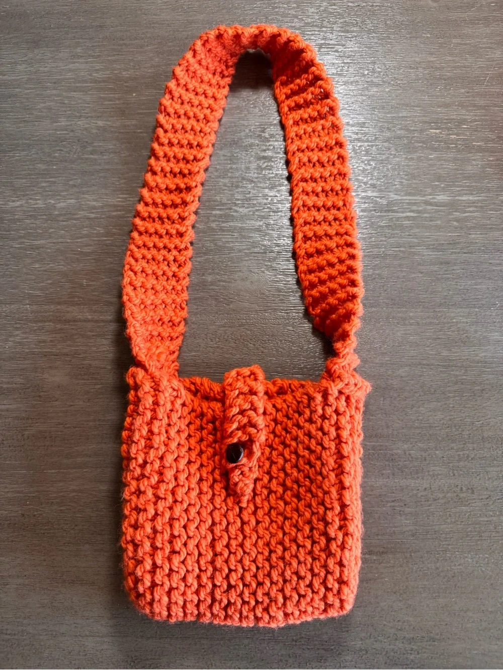 Handmade Dark Orange Crochet Woven Crossbody Purse Bag
